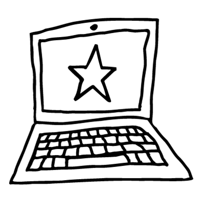 An illustration of a laptop with a star on the screen