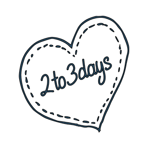 An illustration of a loveheart with the 2to3days logo in the centre