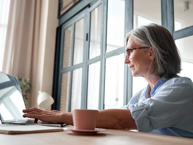 Woman working on laptop